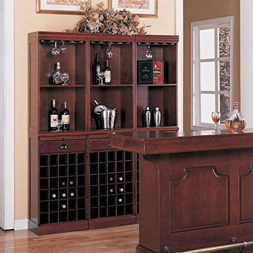 Coaster Lambert Traditional Wine Wall Bar Unit in Cherry | How To Build Your Own Home Bar