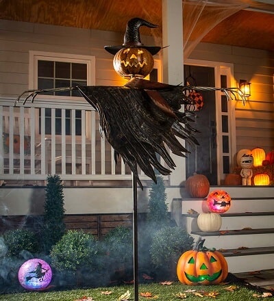 Scarecrow Jack O' Lantern with Solar Lights Stake