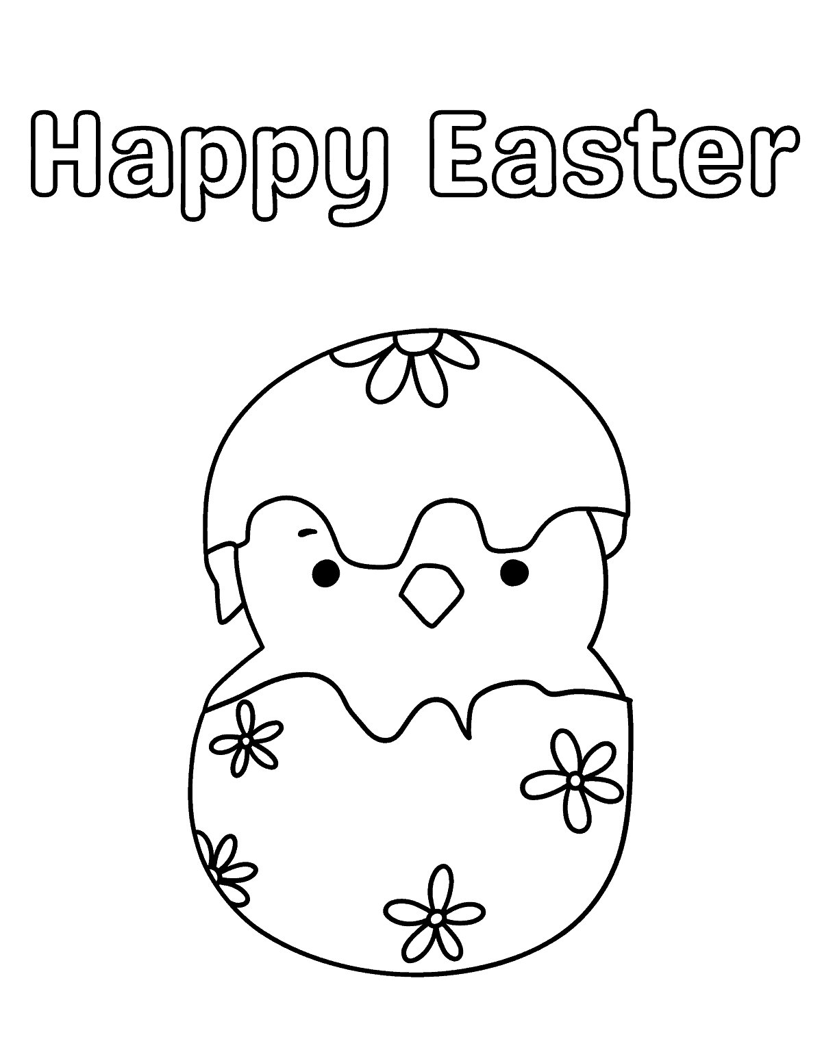 Hatching Chick in Egg Coloring Page