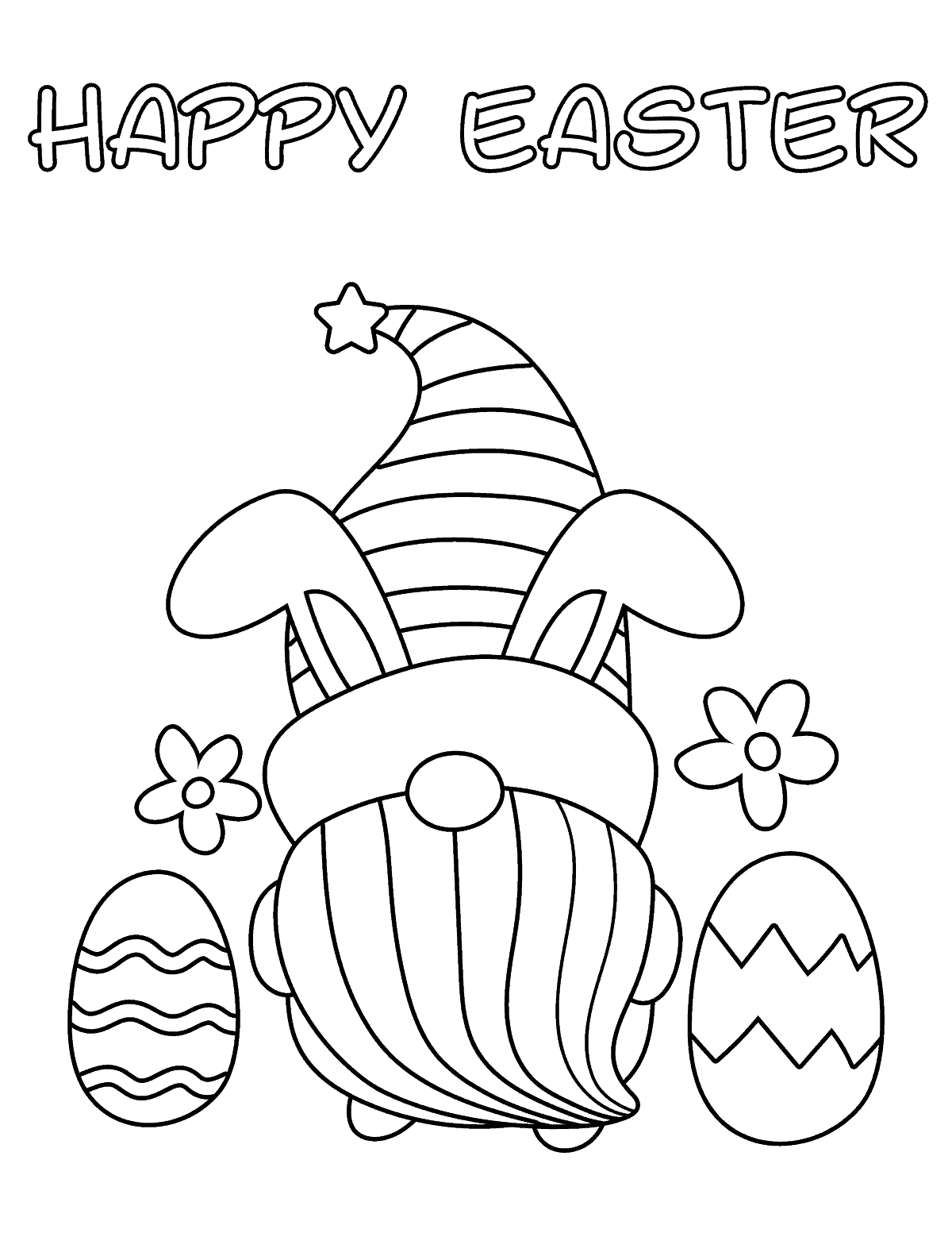 Cute Gnome Wearing Bunny Ears coloring Page