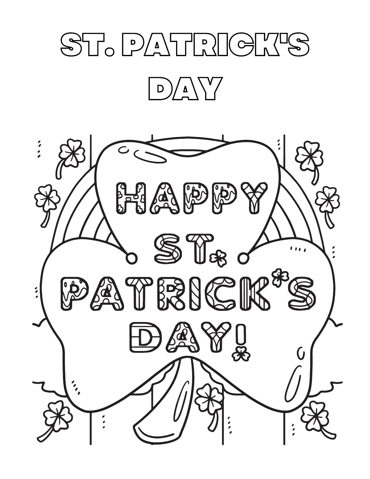 Happy St. Patrick's Day Shamrock Coloring Page