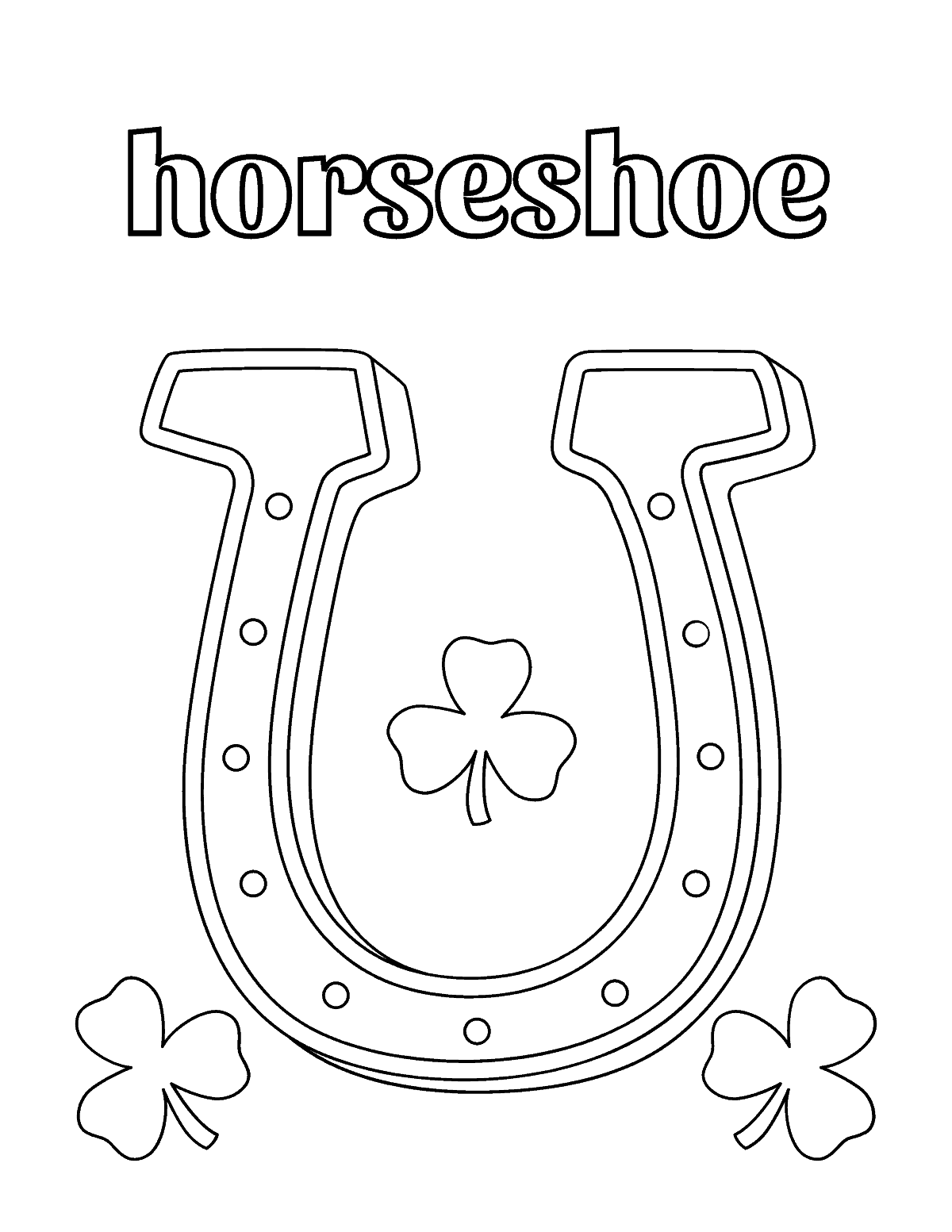 Lucky Horseshoe Free Printable Coloring Page