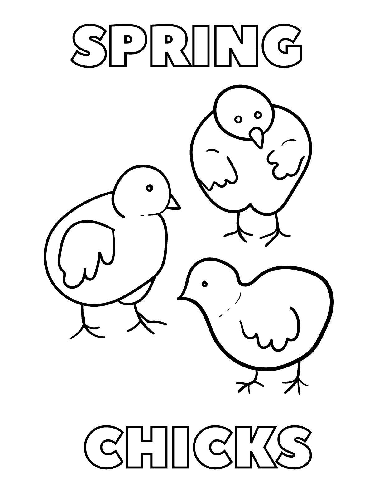 Spring chicken coloring page