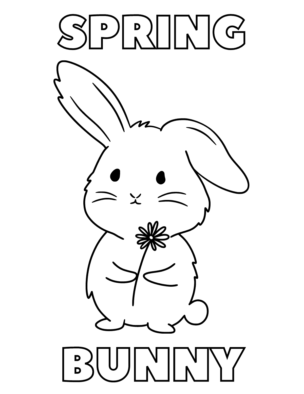 Spring Bunny Coloring Sheet