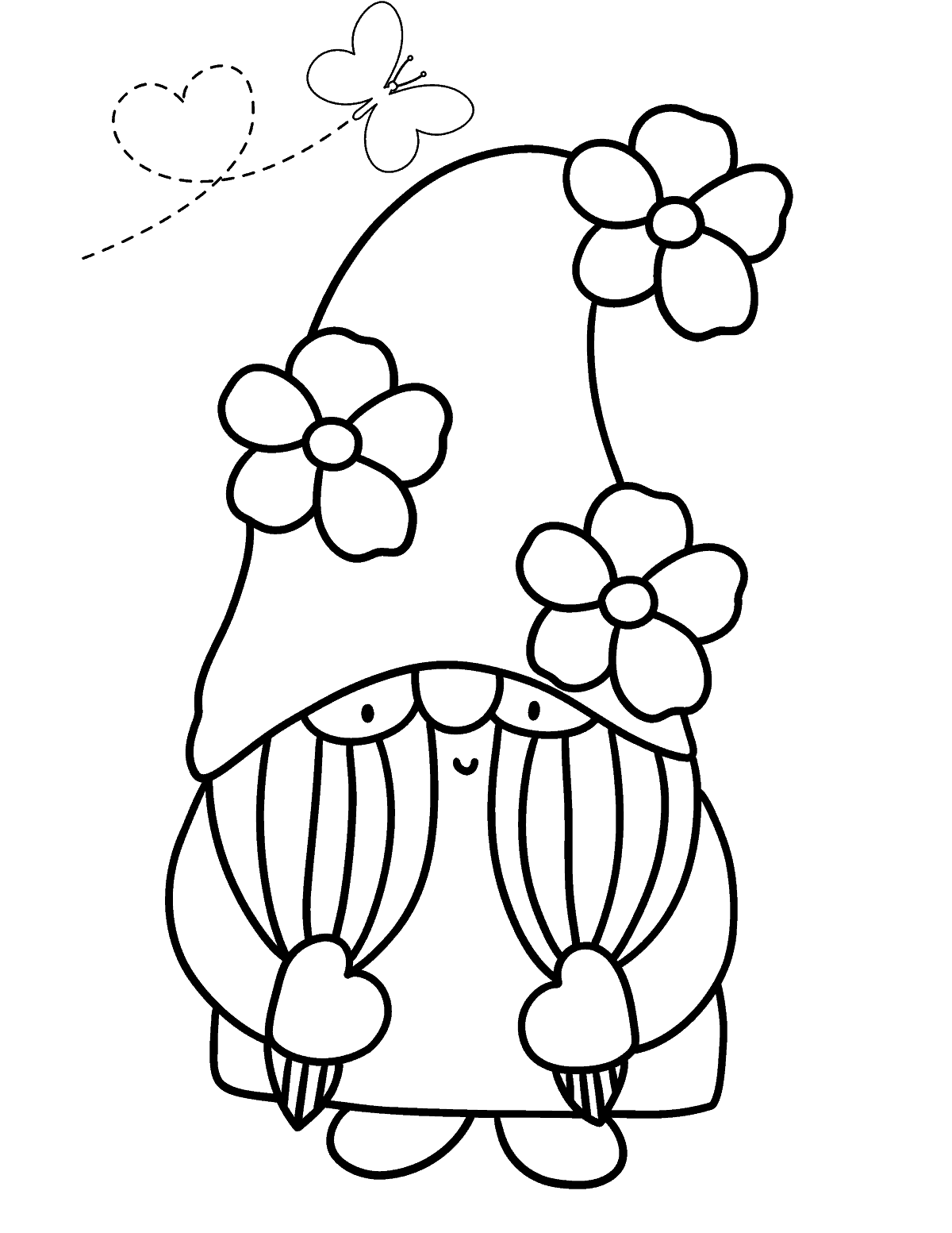 Spring Gnome Coloring Page PDF
