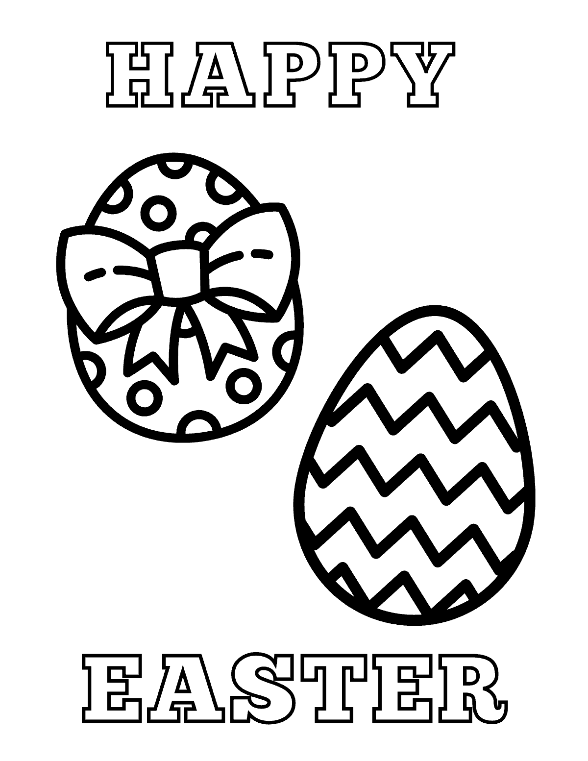 Happy Easter with Easter Eggs Coloring Page