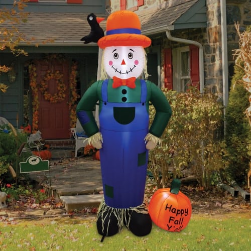 Happy Fall Y'all Scarecrow with Pumpkin Inflatable