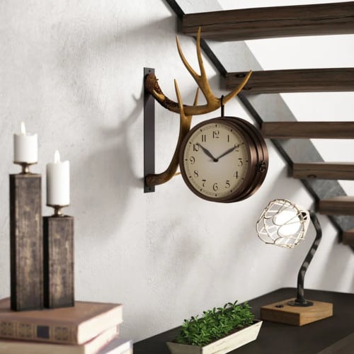 Rustic Deer Antler Wall Clock