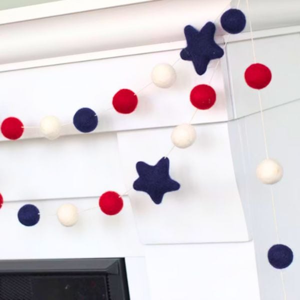 Red White & Blue Felt Ball Garland