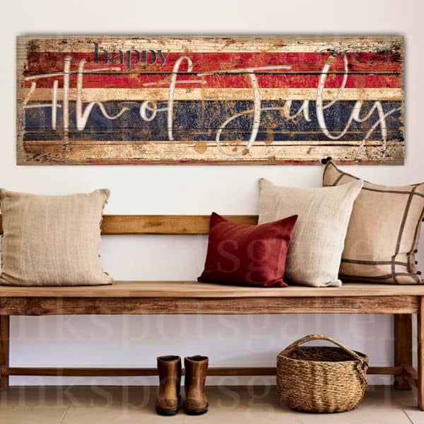 Rustic 4th of July Patriotic Front Porch Sign