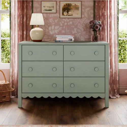 nofollow Scalloped Mint Green Dresser